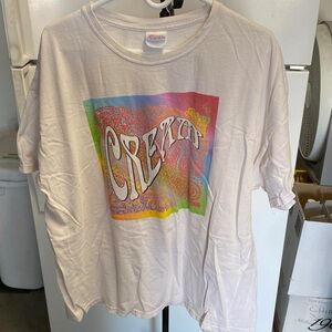Hanes White Short Sleeve Tee with Multicolor CRE8T Graphic